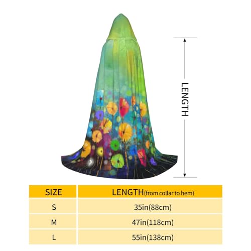 Robe de magicien à capuche avec imprimé fleurs colorées style abstrait médiéval