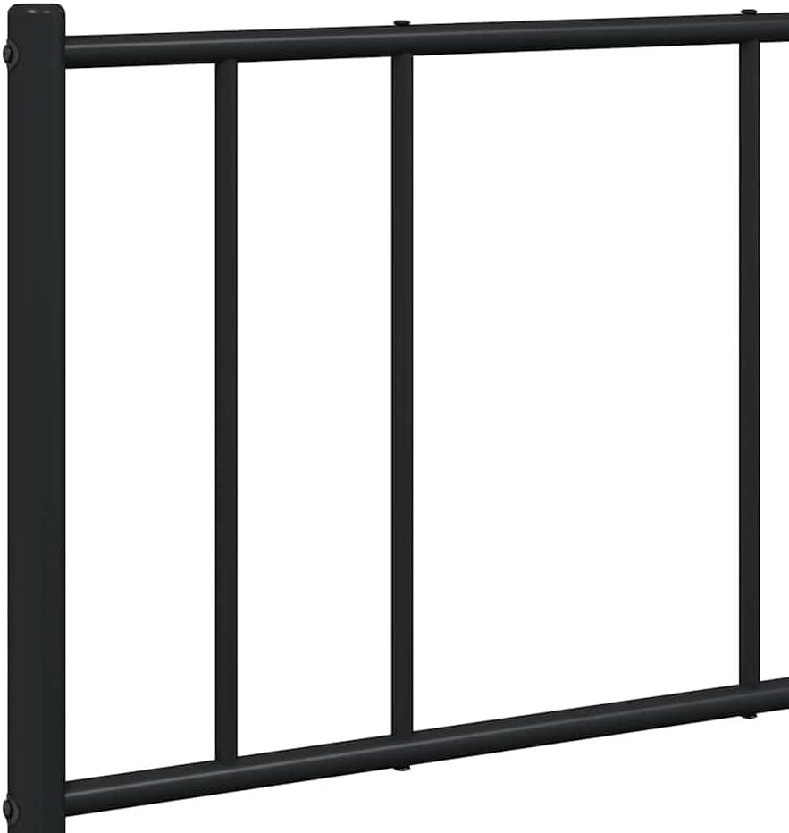 vidaXL 12 Inch Full Metal Bed Frame with Headboard, No Box Spring Needed, Noise Free Platform Bed Frame with Steel Slats, Easy Assembly, Under Bed Storage, Minimalist, Black