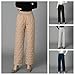 Women Fashion Winter Warm Down Cotton Pants Padded Quilted Thicken Trousers Elastic Waist Lightweight Casual Pants 01 Khaki 3XL