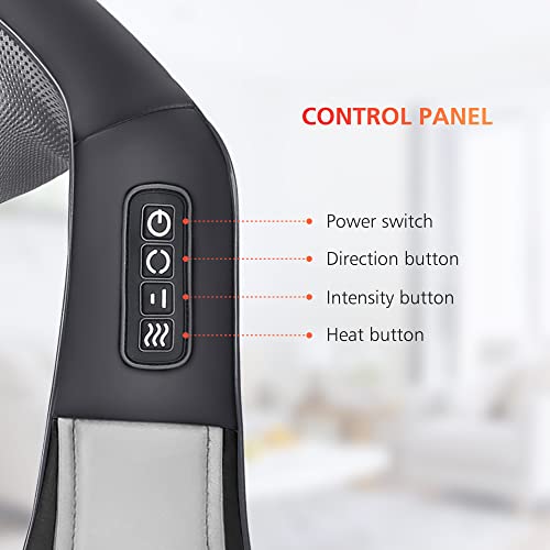Shiatsu Neck Massager With Heat, 8 Massage Nodes Neck Massager For Pain Relief Deep Tissue, 4D Deep Kneading Electric Neck And Shoulder Massager, Gift For Mom, Dad, Men, Women, Office, Home Use #TOP6