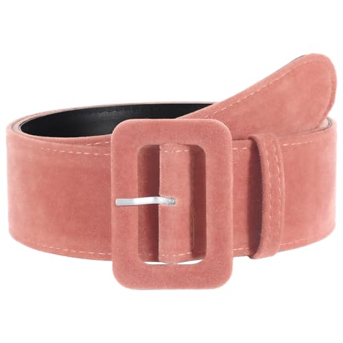 VONMELLI Women Wide Velvet Belt for Dresses Pink Thick Chunky Waist Belt with Vintage Square Buckle, XL - image 7