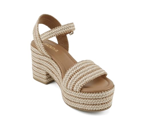 Soda Women's Castle Jute Open Toe Ankle Strap Platform Wedge4