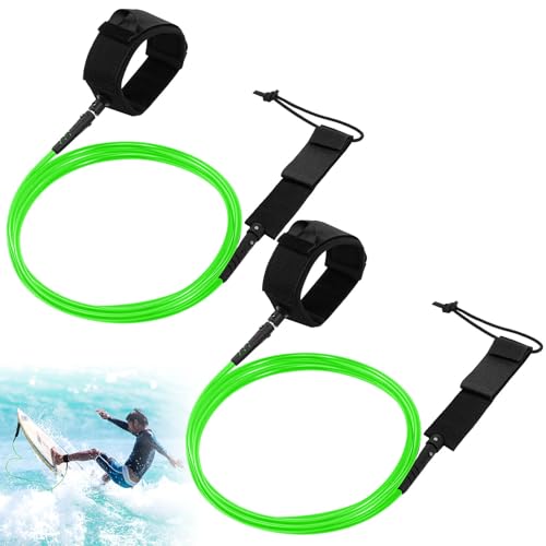 Lunmon 2 Pcs Surf Leash 6/7/8 ft Straight Surf Board Leashes 6/7mm Surfboard Leash Legrope Wrist...