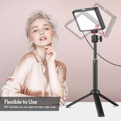 Image of Pomya LED Video Light Kit with Desktop Tripod, 66 LED Beads, 5600K Colour Temperature, 4 Colour Filters, USB Powered, Adjustable Brightness for Video Conference