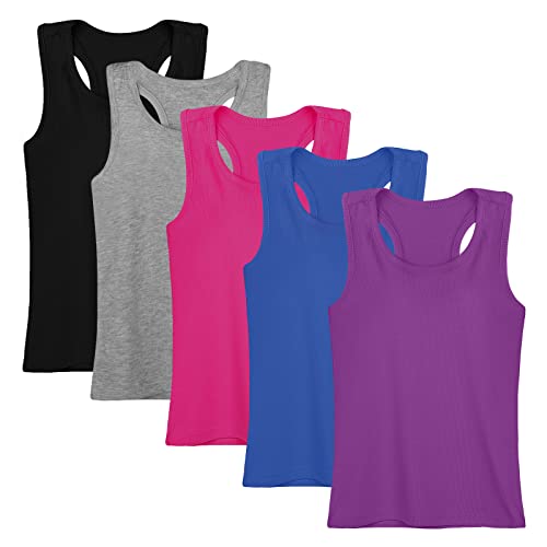 Cooraby 5 Pieces Girls Dance Tank Tops Racerback Sleeveless Tops For Ballet Gymnastics Dancewear #TOP6