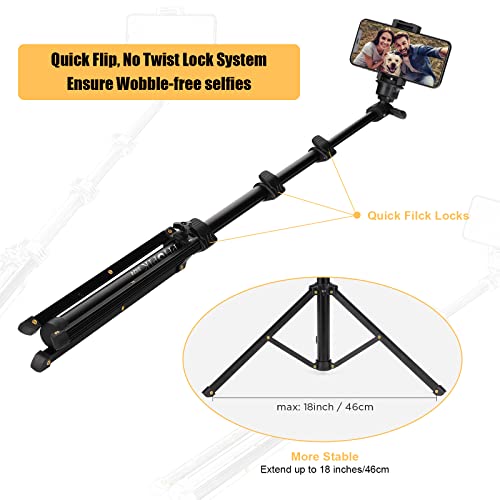 Phopik Phone Tripod Stand : Selfie Stick Tripod,Phone Tripod Extendable Camera & Cell Phone Tripod Stand For Iphone & Android Phone, Heavy Duty Aluminum, Lightweight #TOP3