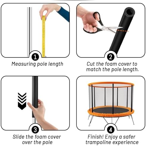 12Pcs Trampoline Pole Foam Sleeves 88cm Length, Trampoline Tube Covers, Waterproof Trampoline Accessories Replacement Parts for Poles with 2.5cm-2.6cm Diameter (Black) — view 6