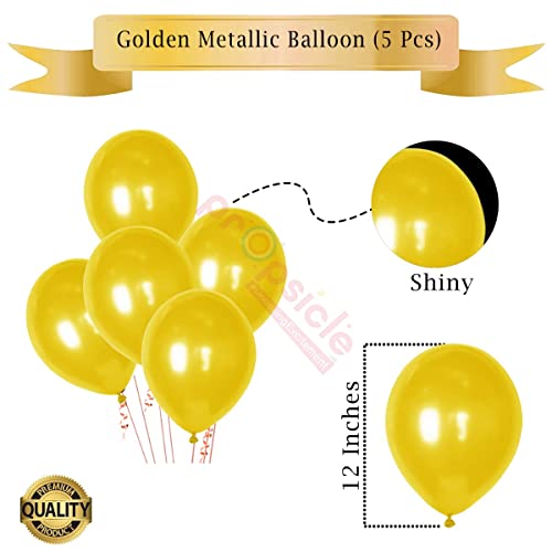 Image of Propsicle 16 inch Golden Happy Anniversary Helium Foil Letter Balloon 5 Golden Confetti 5 Metallic Balloon Combo /Decoration Item for Anniversary Party - 26 Balloons