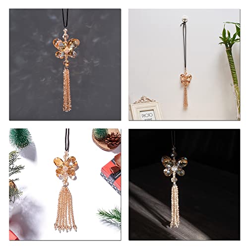 Image of Crystal Butterfly Car Rear View Mirror Accessories Lucky Car Hanging Ornament (Champagne)
