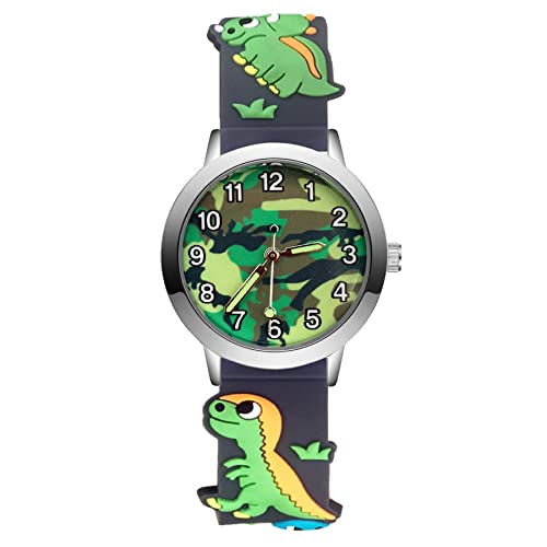 Reloj de niña Moda Dibujos Animados Camuflaje Estilo Estudiante Niñas Niños Cuarzo 3D Silicona Relojes de Pulsera Relojes para niñas (Color : Burgundy)