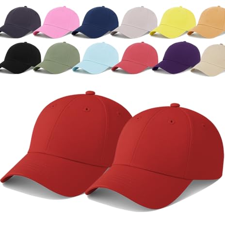 Image of Unisex Adjustable Baseball Cap Pack of 2 - Solid Color, Breathable, Stylish Cotton Caps for Men & Women - Outdoor Sports, Travel, Casual Wear