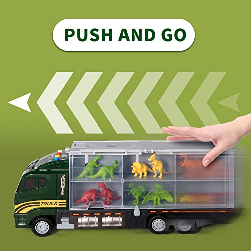 Snaen 39 In 1 Dinosaur Toy Truck For Kids 3-7 With Play Mat, Dino Transport Carrier Vehicle With Lights And Sounds, Toys For Toddler 3 4 5 6 Years Boys Includes Dino Figures, Eggs And Trees #TOP2