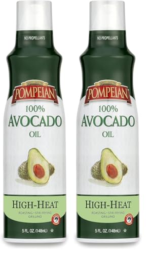 Pompeian 100% Avocado Oil Cooking Spray, Mildly Nutty Flavor, Perfect for High-Heat Cooking, Roasting and Stir-Frying, Naturally Gluten Free, Non-Allergenic, Non-GMO, No Propellant, 5 FL. OZ.