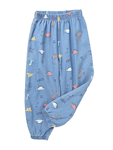 TTAO Unisex Kids Girls Boys Summer Long Harem Jeans Sports Gym Joggers Fashion Printed Pants Casual Dailywear Blue 5-63