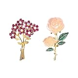 FUAHXYES 2Pcs Fashion Rhinestone Flower Brooches Pins Cute Resin Crystal Floral Lapel Pin Brooch Costume Decorate Jewelry for Women Gril Gift
