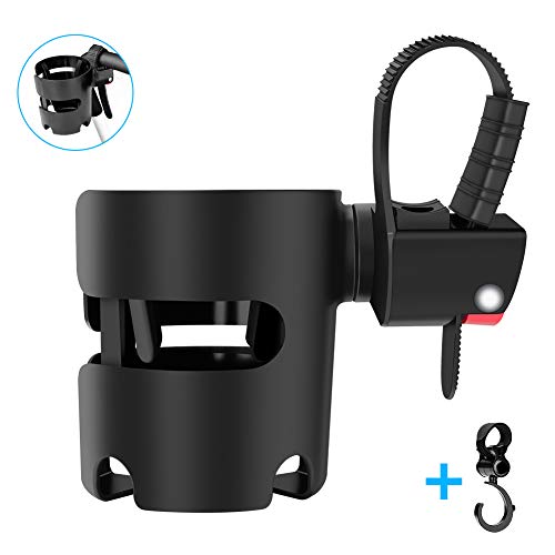 Sanyi Stroller Cup Holder, Bike Water Bottle Holder Premium Cup Holer with Hook Universal for Walkers, Wheelchairs, Bicycles, Strollers and Motorcycle Accessories