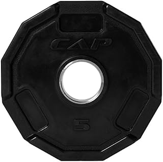 CAP Barbell 12-Sided Rubber Olympic Grip Weight Plates, Black, Single, 5 Pound