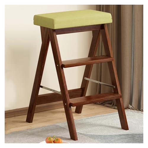 Taburete plegable de 3 escalones, escalera de madera portátil para cocina