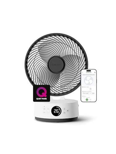 MEACO MeacoFan Sefte 10 Pro Akku-Tischventilator 25 dB leise 40 Std. Laufzeit 1150 m/h Luftleistung 12 Geschwindigkeitsstufen 3D-Oszillation Nachtmodus Timer Fernbedienung 3 Jahre Garantie