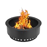 BPS Metal Fire Pit, 37 Inch Outer/30 Inch Inner Smokeless Double-Layer Outdoor Firepit for Backyard Wood Burning, Campfire