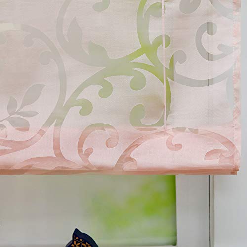 SCHOAL Roman Blind No Drilling Required Burnout Curtains Transparent Eyelet Roller Blind Curtains with Eyelets 1 Piece W x H 100 x 130 cm Pink - Image 3
