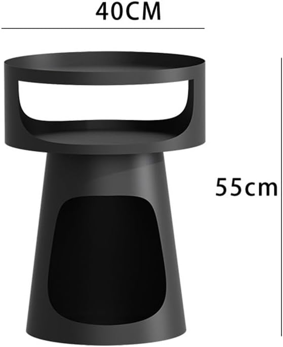 Side End Table Creative Metal Round Side Table Double-Layer Coffee Table, Balcony Sofa Table, Bedroom Nightstand, Pet Bed for Cats Accent Coffee Table for Living Room Bedroom Office(Black)