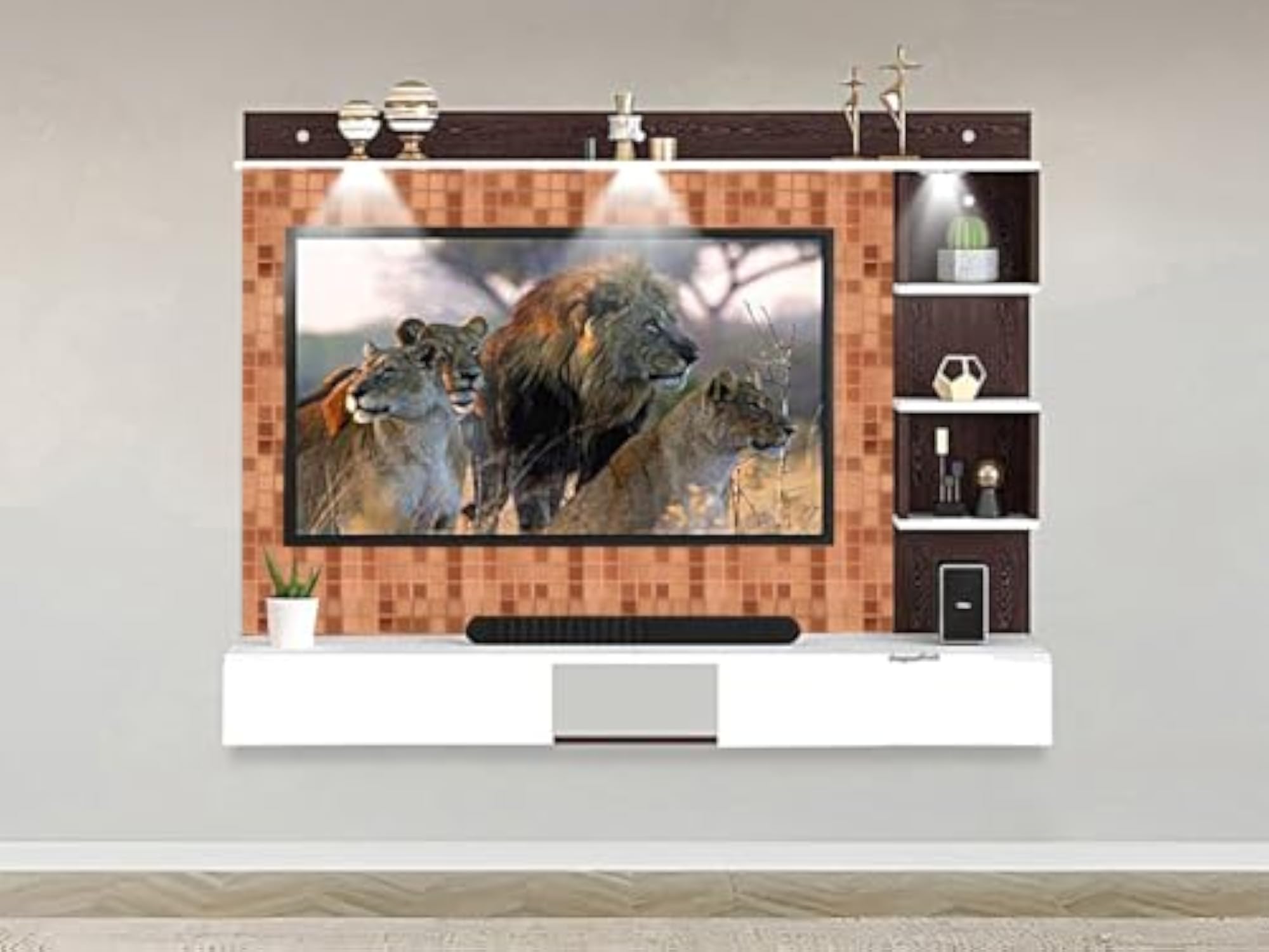 3mm UPVC Self Adhesive Waterproof Sheet for TV Unit, Copper Pattern