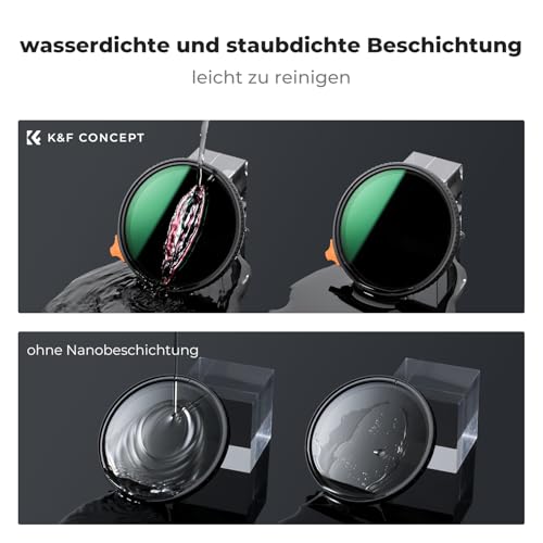K&F CONCEPT Nano-X 67mm ND Filter Variabler Graufilter ND2-400 (1-9 Stop) Vario ND Filter mit Filtertasche