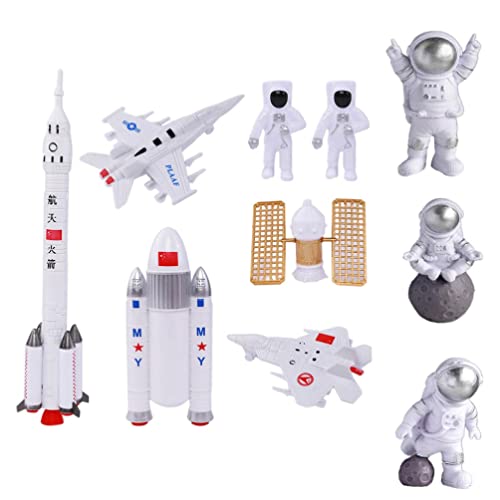 Soimiss Birthday Space Cake Decoration Astronaut Figurines Plane Rocket Cup Toppers 10 Pcs #TOP25