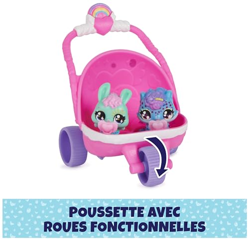 HATCHIMALS ALIVE - Pack de 2 Hatchimals + Poussette - 2 Oeufs, 2 Figurines À Collectionner, 1 Poussette Et 3 Accessoires - A Faire Eclore Avec De L'Eau - Thème Bébé - Jouet Enfant 3 Ans et +