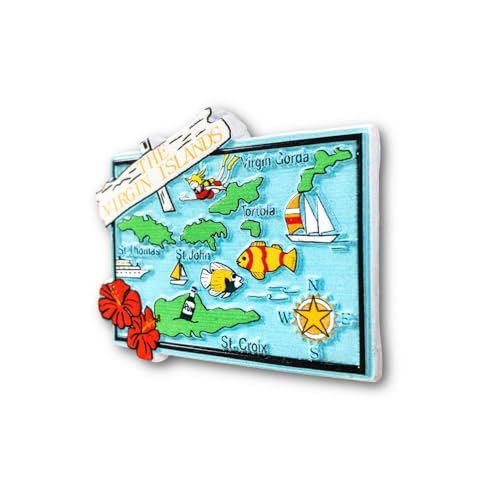 Imán decorativo mapa Islas Vírgenes 7.5cm x 5.5cm miniatura 2