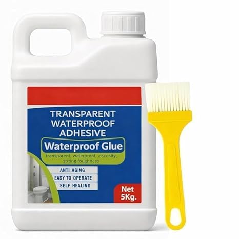 Clear Waterproof Adhesive Glue with Brush 5kg | Anti Aging, Self Healing, Roof & Wall Sealant, Heat & Frost Resistant, Transparent Coating-image-17