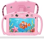 Ascrecem Kids Tablet Android 7 Inch Toddler Tablet for Kids with WiFi Quad Core 2GB 32GB ROM Parental Control Childrens Tablets with Shockproof Case Educational Games Age 3-14 Boy Girls (Pink)
