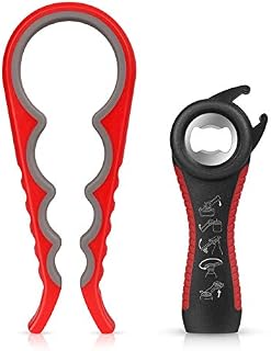 MAEXUS 2-Piece Bottle Opener, Can Opener, Lid Opener, Maexus 5-in-1 Bottle Opener & 4-in-1 Can Opener, Non-Slip Jar Opener, Bottle Opener for Seniors with Arthritis