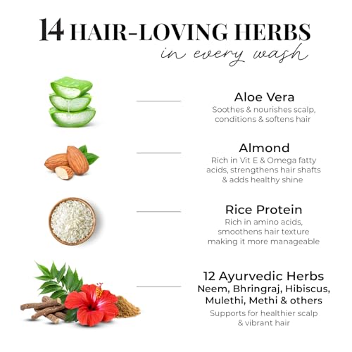 Image of Just Herbs Smooth & Shine Shampoo for Dry and Frizzy Hair| Aloe Vera, Almond, Rice Protein & 12 Herbs | 10X Smoother Hair From First Wash | Ayurvedic Shampoo for All Hair Types - 200ml