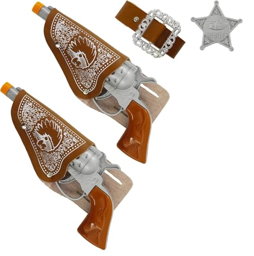 Cowboypistolet 6 Pièces, Pistolet Enfant avec Etui et Ceinture, Pistolet Jouet, Pistolets de Déguisement pour Enfants, pour Le Cosplay de Fête à Thème Carnaval...