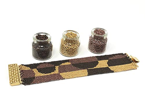 DIY Beading Kit | Brown Circles Beading Kit | Beaded Bracelet Includes All Jewelry Making Kit Supplies | DIY Kit | Peyote Bracelet | Beading Patterns | Christmas Gift