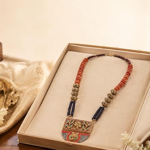 Image of AAKRITI ART CREATIONS Handcrafted Tribal Dhokra Necklace Collection | Royal, Pharaoh & Butterfly-Inspired Artisan Brass Statement Jewelry | Ethnic, Elegant & Artistic Necklaces for Women