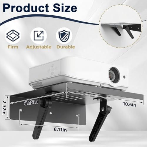 Image of ZORBES Metal Projector Stand Wall Mount No-Drill Ventilated Adjustable