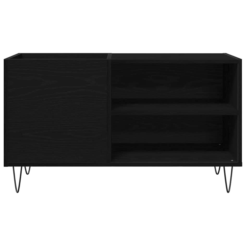 Armadio per dischi in vinile, colore nero, effetto rovere, 85 x 38 x 48 cm, con ripiani, per collezione LP e accessori per ufficio, credenza moderna, in legno