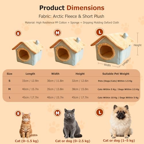 Maison pour chats d'intérieur PETCUTE lit lavable avec coussin - 4