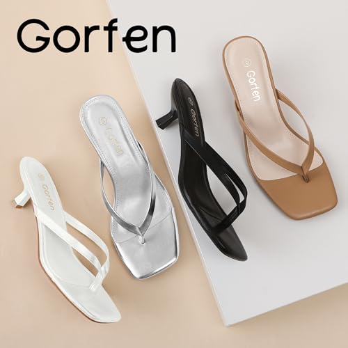 Gorfen Women's Kitten Heel Flip Flop Sandals Square Toe Cushioned Thong Heeled Sandals Black Size 8.5 by Gorfen - Used condition - Image 7