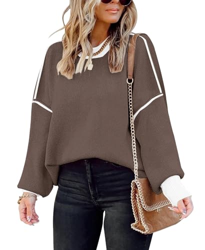 Image of Womens Oversized Sweaters Fall 2026 Fashion Clothes Colorblock Knit Tops