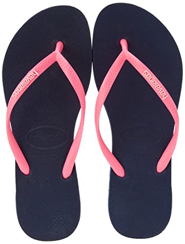 Chinelo Slim Logo Pop-Up, Havaianas, Feminino, Marinho/Rosa, 33/34