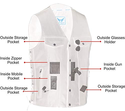 A&H Apparel Mens Genuine Cowhide Leather Vest Biker Vest Concealed Carry Durable Vest (Large) #TOP2