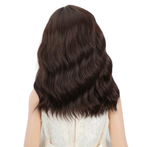 Image of PATTNIUM Kids Dark Brown Wig Girls Short Curly Wavy Brown Wig Child Mixed Brown Wig Cosplay Party Heat Resistant Synthetic Hair Wig