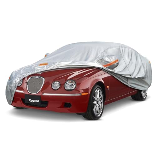 Kayme Sedan Car Cover Fit for Jaguar S-Type (1999-2008) Automobiles All Weather Waterproof, Outdoor Cover Sun Rain Protection, with Lock and Zipper Do
