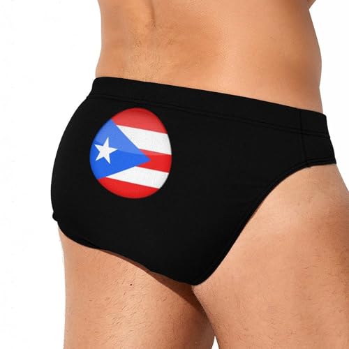 Puertorico P.R. Flag Logo Mens Swim Briefs Bikini Sexy Low Rise Trunks Swimsuit Bathing Suit Beach3