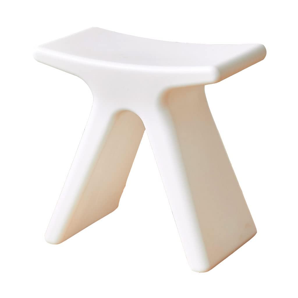 Taburete de ducha impermeable y antideslizante con banco bajo de plástico blanco
