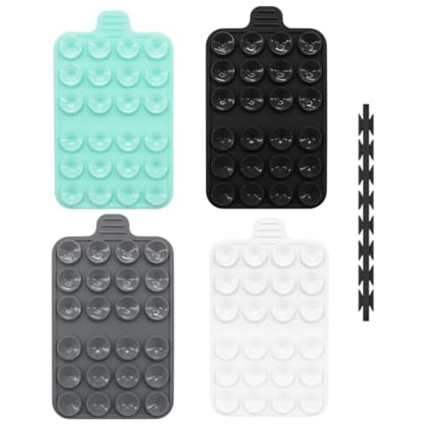 (4 Packs) Silicone Suction Cup Phone Case Mount Double,Hands-Free Silicon Sticky Phone Grip with Higher Suction Power for Cell Phone Cover